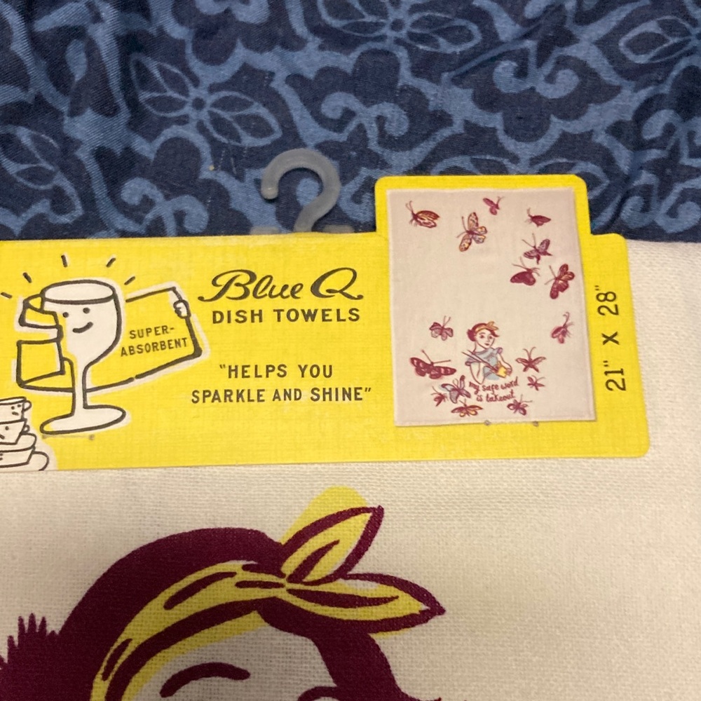 Blue Q Cream and Red Dish Towel with Whimsical Design - Picture 2 of 5